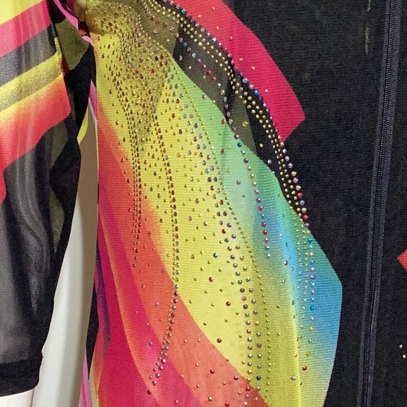 Valentina Rhinestone Embellished Sheer Zippered Blouse - Picture 3 of 6